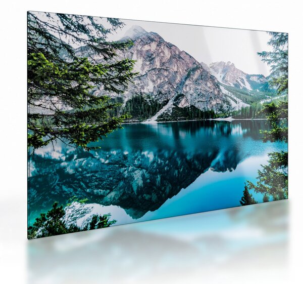 Staklena slika jezera u Alpama (70x50 cm)