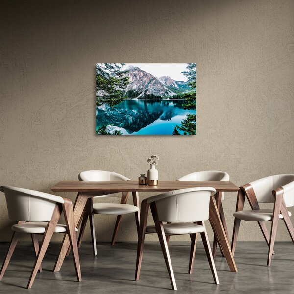 Staklena slika jezera u Alpama (70x50 cm)