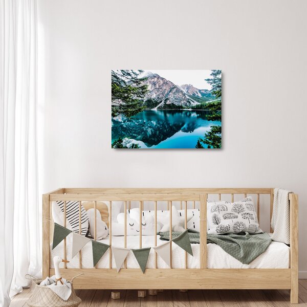 Staklena slika jezera u Alpama (70x50 cm)