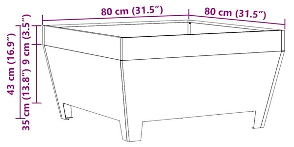 Vatra zdjela Crna Čelik otporan na vremenske uvjete - Čelik s hladno valjanom površinom/crna 80 x 80 x 43 cm