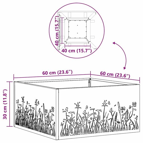 Vatra zdjela Crna Čelik otporan na vremenske uvjete - Čelik s hladno valjanom površinom/crna 60 x 60 x 30 cm