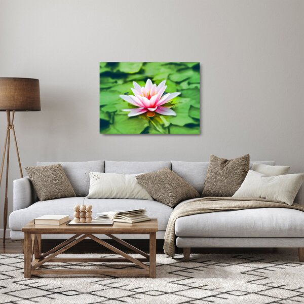Staklena slika lokvanja na vodenoj površini (70x50 cm)
