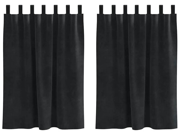 Zavjese 2 kom. Crna 140 x 140 cm Baršun - Crna 140 x 140 cm s petljama za vješanje