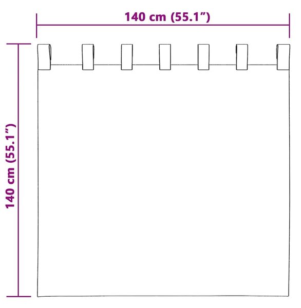 Zavjese 2 kom. Crna 140 x 140 cm Baršun - Crna 140 x 140 cm s petljama za vješanje