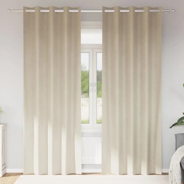 Zavjese 2 kom. Krem 140 x 225 cm Baršun - Krem 140 x 225 cm with eyelets
