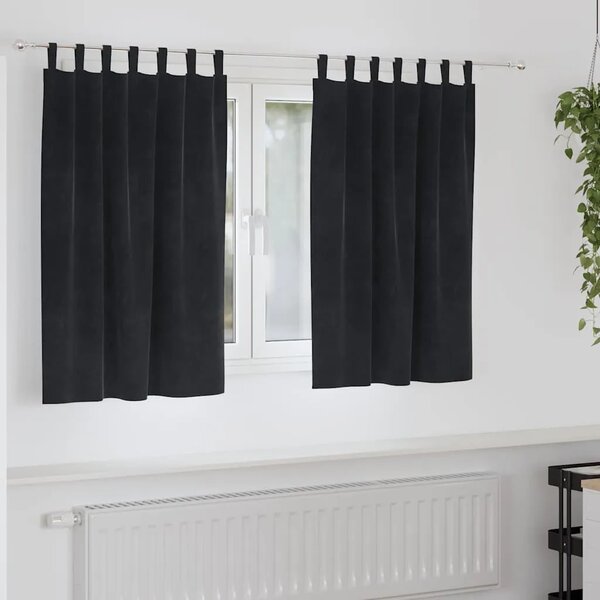 Zavjese 2 kom. Crna 140 x 140 cm Baršun - Crna 140 x 140 cm s petljama za vješanje
