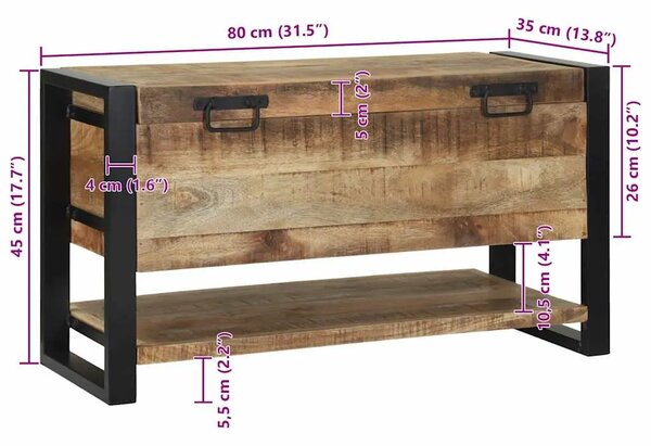 Kutija za spremanje Smeđa 80 x 35 x 45 cm Čvrsto drvo manga - Grubo masivno drvo manga
