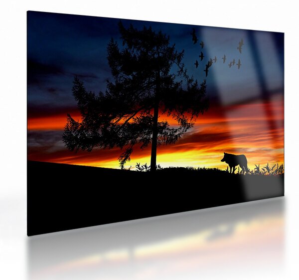 Staklena slika - Silueta vuka (70x50 cm)
