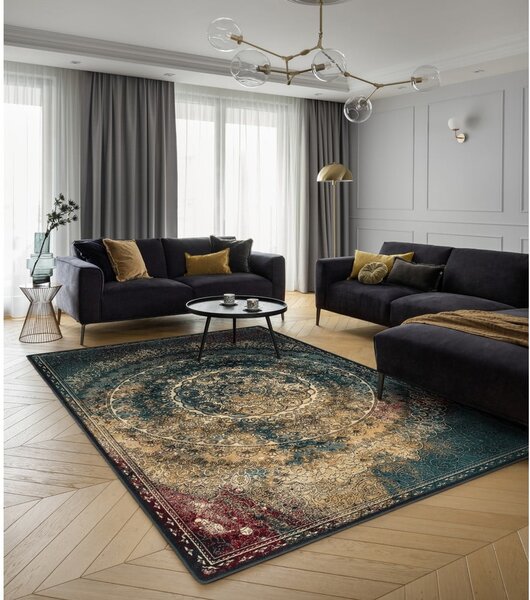Petrolej zeleni vuneni tepih 133x180 cm Ann – Agnella