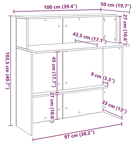 Recepcijski stol Bijeli 100x50x103 5 cm Inženirsko drvo - Bijela Bijela