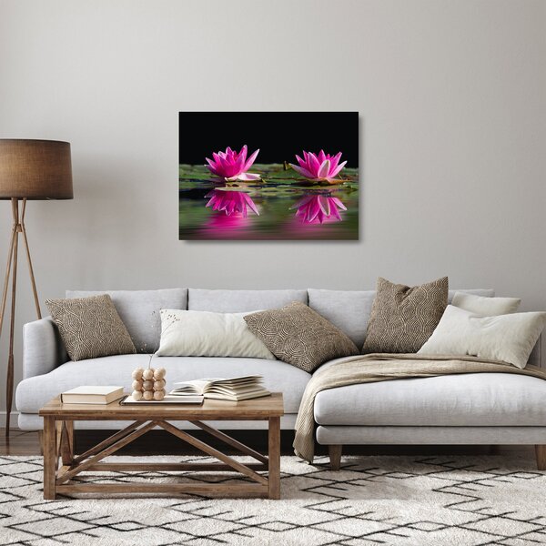 Staklena slika lokvanja na vodi (70x50 cm)