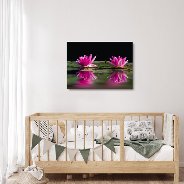 Staklena slika lokvanja na vodi (70x50 cm)