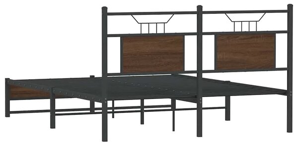 Okvir kreveta bez madraca smeđi hrast 140x200 cm izrađeno drvo - Smeđi hrast 140 x 200 cm s uzglavljem i dvostrukim niskim podno