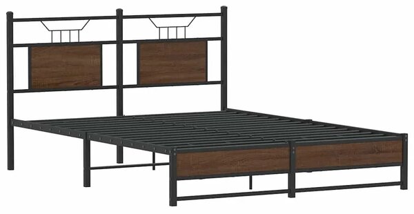 Okvir kreveta bez madraca smeđi hrast 140x200 cm izrađeno drvo - Smeđi hrast 140 x 200 cm s uzglavljem i dvostrukim niskim podno