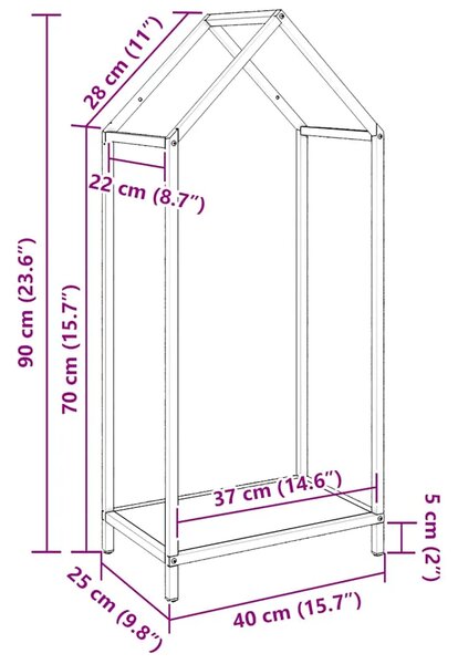 Stalak za drva antracit 40x25x90 cm hladno valjani čelik - Antracit 40 x 25 x 90 cm Antracit 40 x 25 x 90 cm