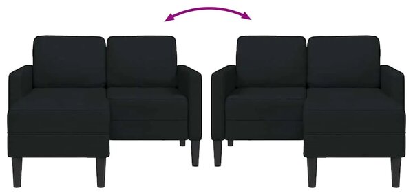 Sofa 2-sjed s ležaljkom u obliku slova L crna tkanina 125 cm - Crna Crna