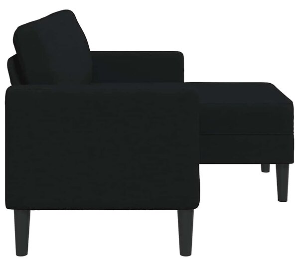 Sofa 2-sjed s ležaljkom u obliku slova L crna tkanina 125 cm - Crna Crna