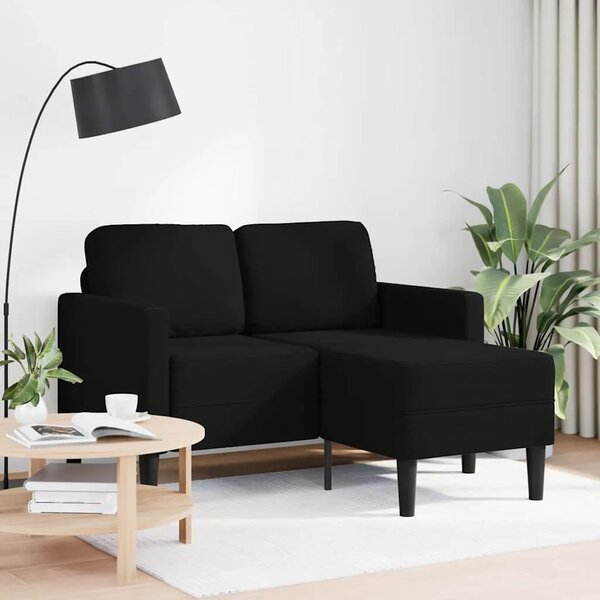Sofa 2-sjed s ležaljkom u obliku slova L crna tkanina 125 cm - Crna Crna