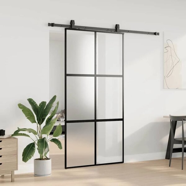 Klizna vrata s priborom crna 102 5 x 205 cm kaljeno staklo - Crna i mat 102.5 x 205 cm (200 cm sliding rail) 1 Mreže 4 x 2