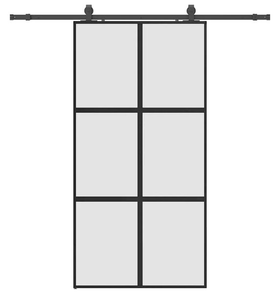 Klizna vrata s priborom crna 102 5 x 205 cm kaljeno staklo - Crna i mat 102.5 x 205 cm (200 cm sliding rail) 1 Mreže 4 x 2