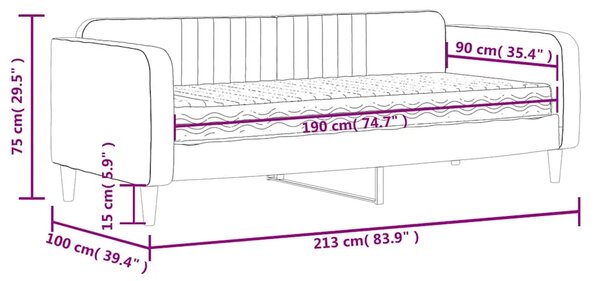 Dnevni krevet s madracem tamno sivi 90x190 cm baršun - Tamno siva 90 x 190 cm s madracem Tamno siva