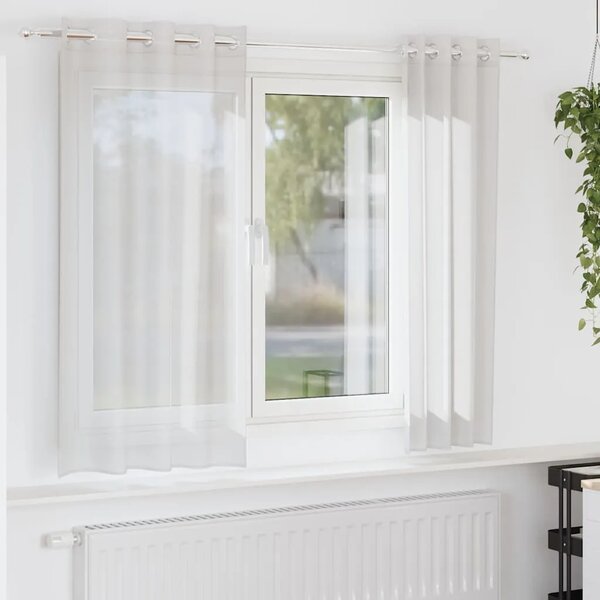 Voile zavjese s ušicama 2 kom bijele - Bijela 140 x 175 cm 1 s ušicama