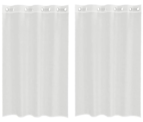 Voile zavjese s ušicama 2 kom bijele - Bijela 140 x 175 cm 1 s ušicama