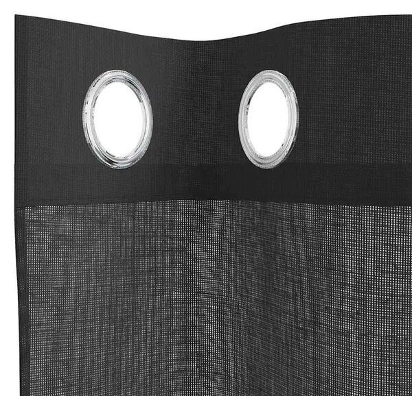 Voile zavjese s ušicama 2 kom crne 140x140 cm - Crna 140 x 140 cm 1 s ušicama