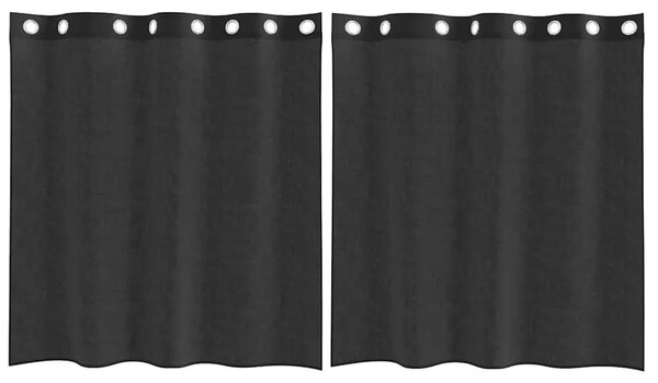 Voile zavjese s ušicama 2 kom crne 140x140 cm - Crna 140 x 140 cm 1 s ušicama