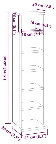 CD stalak – Ormarić za CD-ove crni hrast 21x20x88 cm konstruirano drvo - Crni hrast 1 Crni hrast