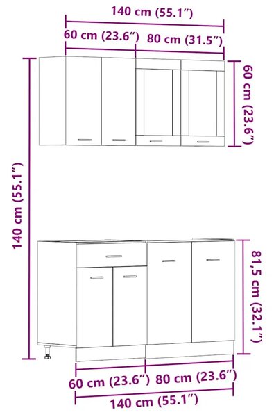 Set kuhinjskih ormarića od 4 dijela Lyon Artisan hrast inženjersko drvo - artisian oak 1 1 artisian oak