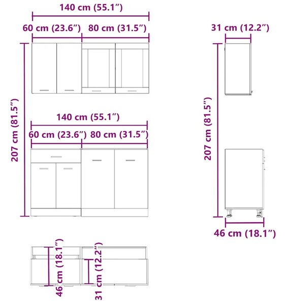 Set kuhinjskih ormarića od 4 dijela Lyon Artisan hrast inženjersko drvo - artisian oak 1 1 artisian oak