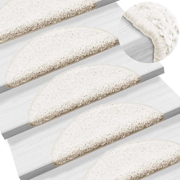 Prostirke za stepenice 30 kom 56x17x3 cm bijele poluokrugle - Bijela 56 x 17 x 3 cm 30 Bijela