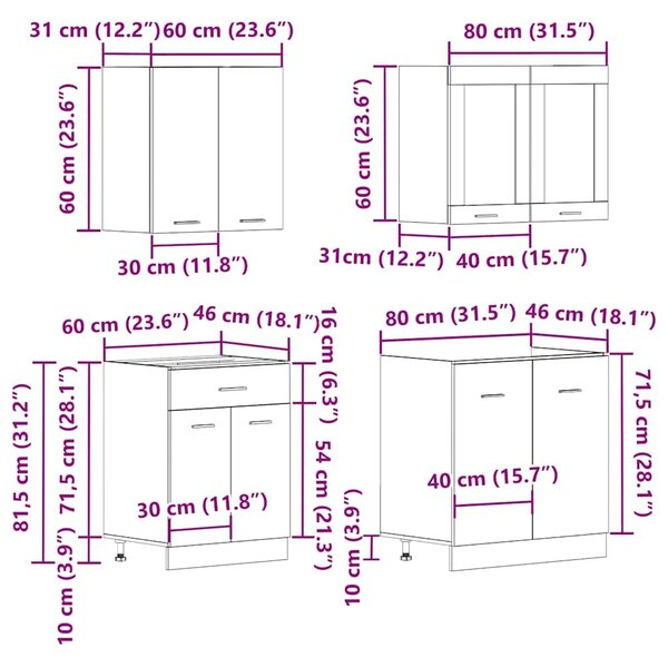 Set kuhinjskih ormarića od 4 dijela Lyon Artisan hrast inženjersko drvo - artisian oak 1 1 artisian oak