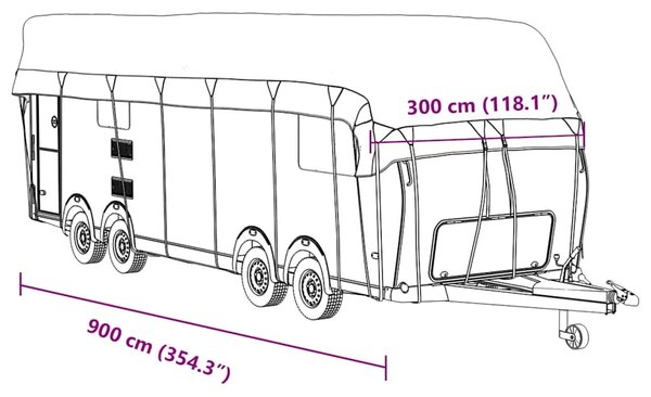 Krovni pokrivač karavana sivi 900x300 cm netkana tkanina - 900 x 300 cm 1 900 x 300 cm