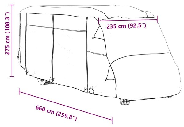 Navlake za kamper sive 660x235x275 cm netkana tkanina - 660 x 235 x 275 cm 1 660 x 235 x 275 cm