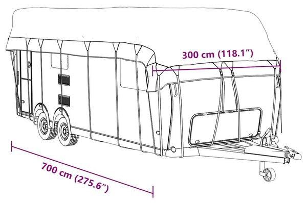 Krovni pokrivač karavana sivi 700x300 cm netkana tkanina - 700 x 300 cm 1 700 x 300 cm