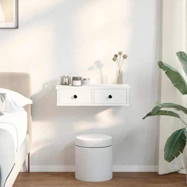 Zidna polica s ladicama bijela 60x28x15 cm konstruirano drvo - Bijela 60 x 28 x 15 cm 1 1