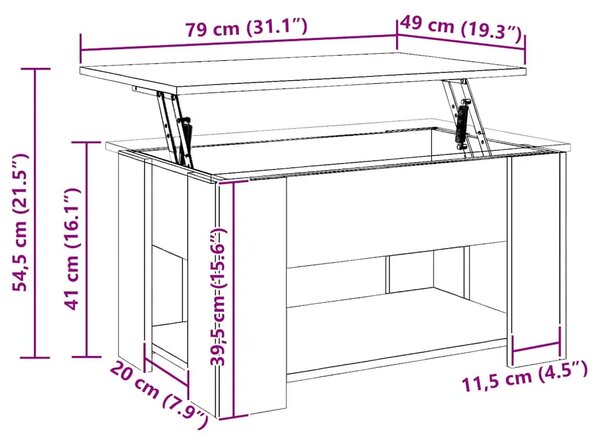 Stol za kavu Artisan hrast 79x49x41 cm Konstruirano drvo - hrast artisan 79 x 49 x 41 cm 1 Hrast artisan