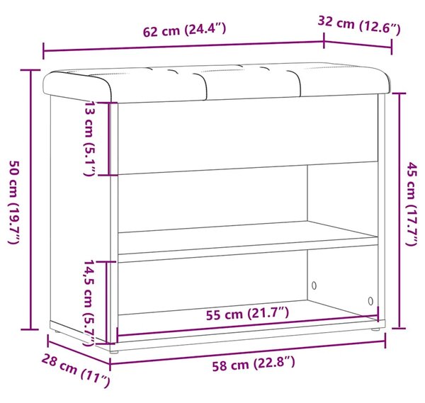 Klupa za cipele staro drvo 62x32x50 cm konstruirano drvo - Staro drvo Staro drvo