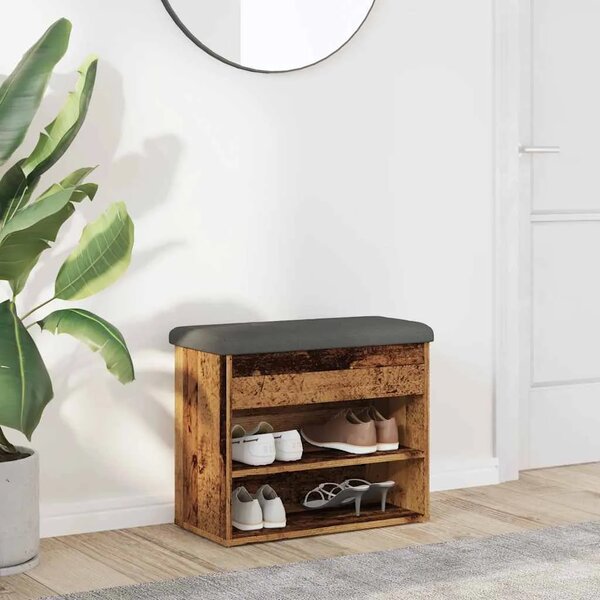 Klupa za cipele staro drvo 62x32x50 cm konstruirano drvo - Staro drvo Staro drvo