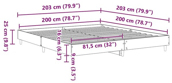 Okvir kreveta bez madraca staro drvo 200x200 cm - Staro drvo 200 x 200 cm Staro drvo 200 x 200 cm
