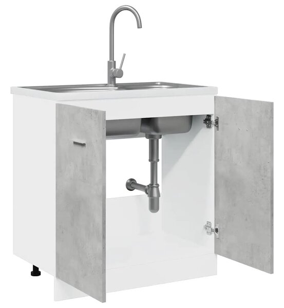 Ormarić za sudoper Lyon Betonsko sivi 80x46x81 5 cm Konstruirano drvo - Beton siva 1 1 x donji ormarić (2 vrata) 80 cm 1