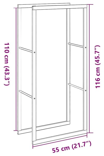 Stalak za drva crni 55x30x116 cm čelik - 55 x 30 x 116 cm 55 x 30 x 116 cm