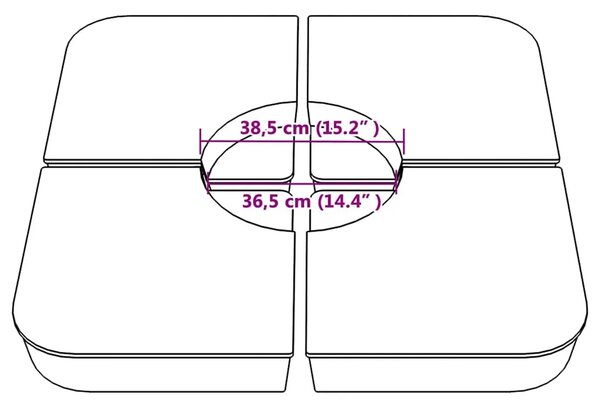 4-dijelni set suncobrana za križni suncobran 100 kg PP - Antracit 1 Antracit