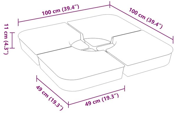 4-dijelni set suncobrana za križni suncobran 100 kg PP - Antracit 1 Antracit