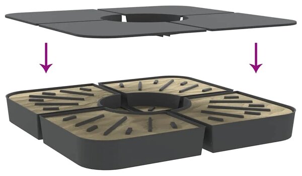 4-dijelni set suncobrana za križni suncobran 100 kg PP - Antracit 1 Antracit