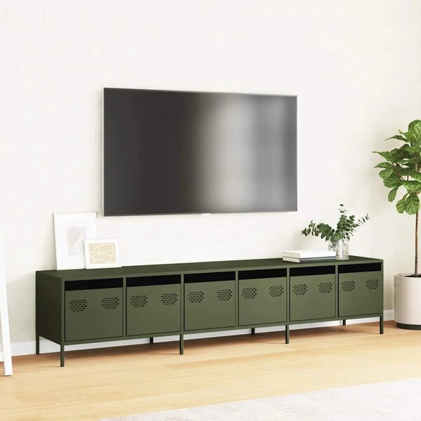 TV ormarić maslinastozeleni 202x39x43 5 cm čelični - Maslinovo zelena 1 202 cm Maslinovo zelena