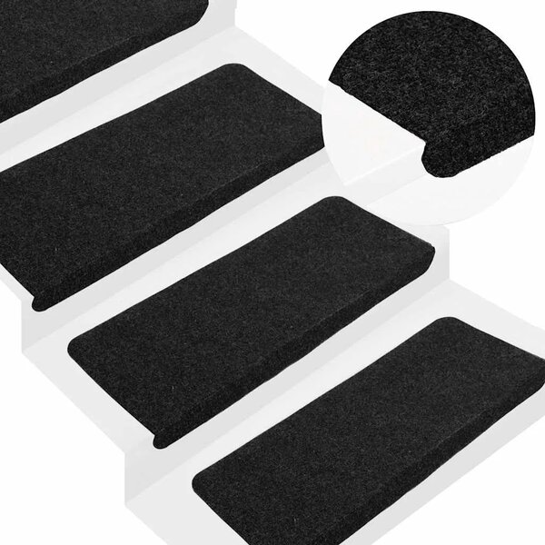 Ljepljivi tepisi za stepenice 30 kom crni 65x24 5x3 5 cm - Crna 65 x 24.5 x 3.5 cm 30 Crna
