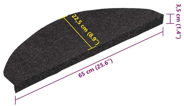 Ljepljivi tepisi za stepenice 30 kom crni 65x22 5x3 5 cm - Crna 65 x 22.5 x 3.5 cm 30 Crna